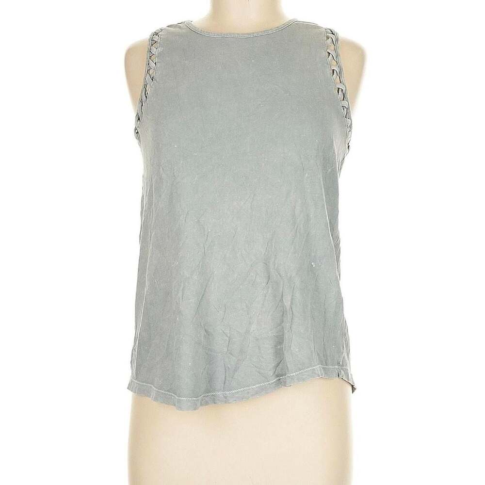 No Comment Women's Gray Sleeveless Lace-Up Shoulder Tank Top
